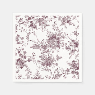 Elegant Floral Botanical Burgundy Toile Wedding Napkin