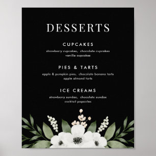 Elegant Floral Botanical Dessert Bar Menu Sign