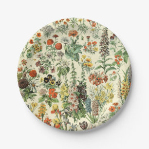 Elegant Floral Botanical Flower Pattern Paper Plate
