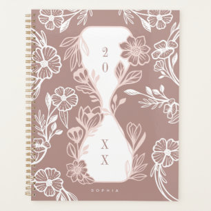 Elegant Floral Botanical Garden Pattern Hourglass  Planner
