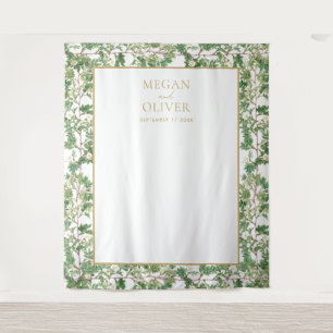 Elegant Floral Botanical Garden Wedding Tapestry