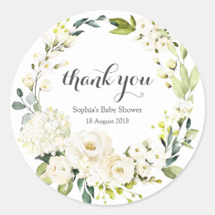 Elegant Floral Botanical Green Thank You Sticker