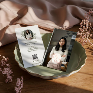 Elegant Floral Botanical Monogram Crest Logo Brand Business Card