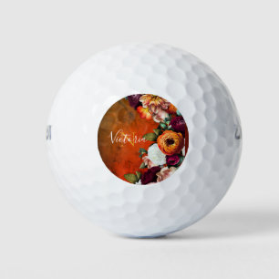 Elegant Floral Botanical Name Rustic Vintage Golf Balls