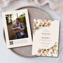 Elegant Floral Botanical QR Code Photo Wedding