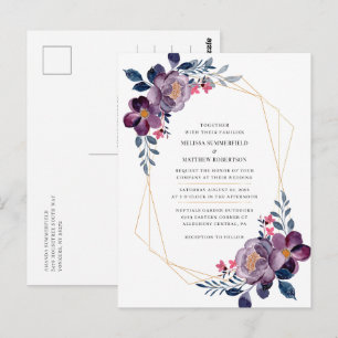Elegant Floral Botanical Wedding Invitation Postcard