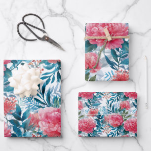 Elegant Floral Botanical Wrapping Paper Sheet