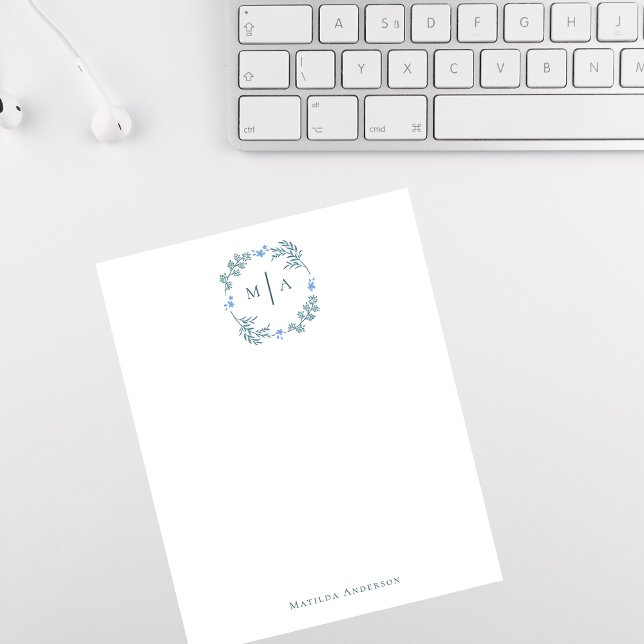 Elegant Floral Botanical Wreath Monogram Name Card (Creator Uploaded)