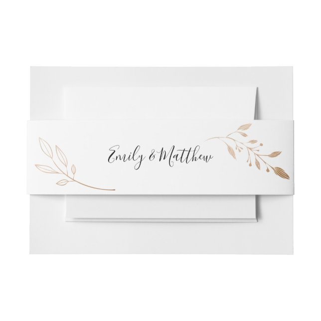 Elegant Floral Botaniqe Gold Foil Wedding Invitation Belly Band (Front Example)