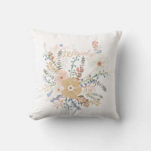 Elegant Floral Bouquet Girly Saying Lovely Cushion
