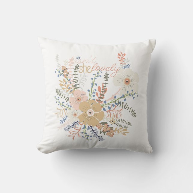 Elegant Floral Bouquet Girly Saying Lovely Cushion (Front)