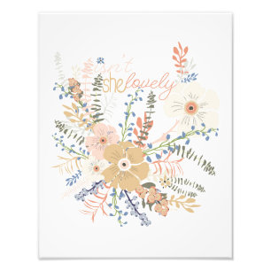 Elegant Floral Bouquet Girly Saying Lovely Photo Print