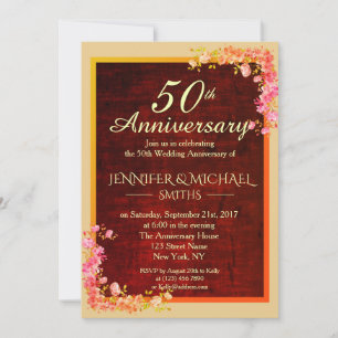 Elegant Floral Bouquet Wedding Anniversary Invite
