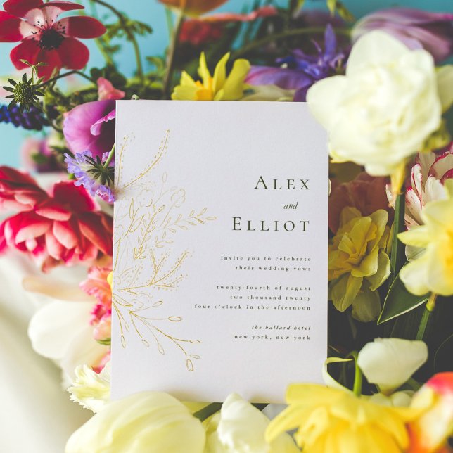 Elegant Floral Bouquet Wedding Foil Invitation (Creator Uploaded)