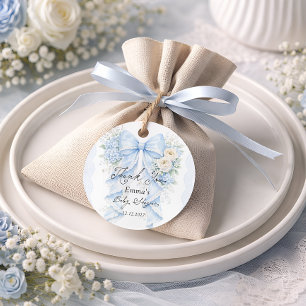 Elegant Floral Bow Boy Baby Shower Thank you Favour Tags