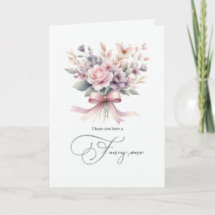 Elegant Floral Bow "Fancy One" Custom Birthday Card