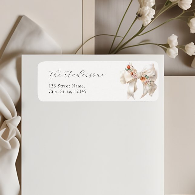 Elegant Floral Bow Girl Baby Shower Return Address (Creator Uploaded)