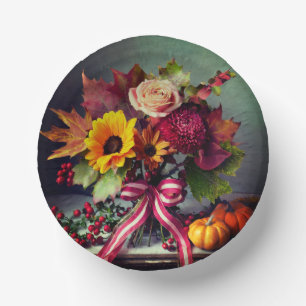 Elegant Floral Bowl, 7" Paper Bowl Paper Plate