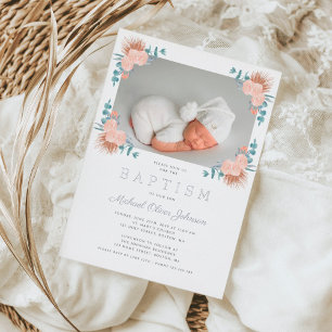 Elegant Floral Boy Photo Baptism
