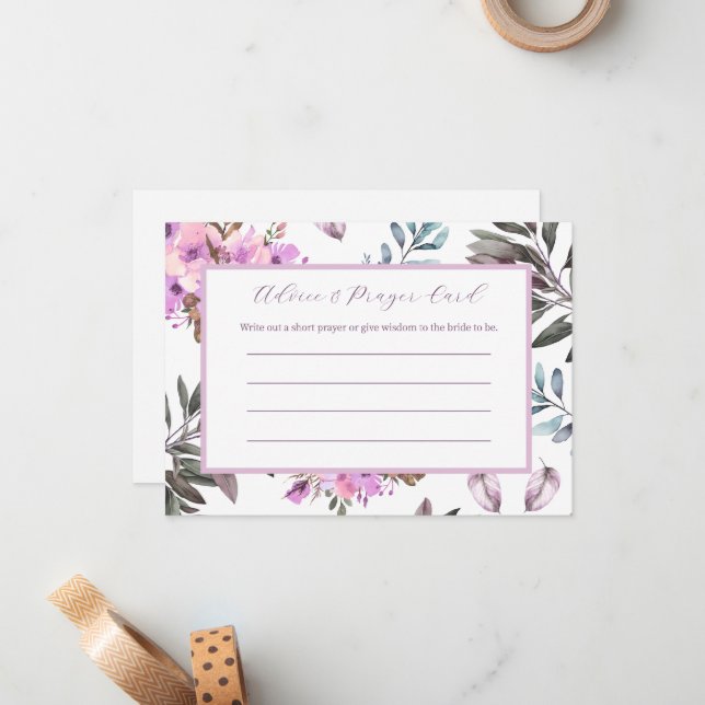 Elegant Floral Bridal Shower Advice & Prayer Card  (Front/Back In Situ)