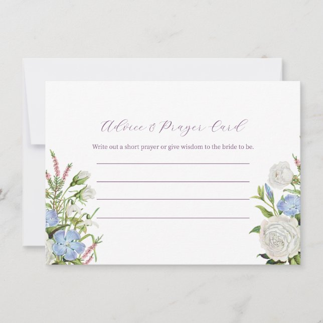 Elegant Floral Bridal Shower Advice & Prayer Card  (Front)