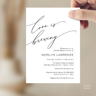 Elegant Floral Bridal Shower Black White Brewery Invitation