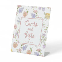 Elegant Floral Bridal Shower Cards and Gifts Sign