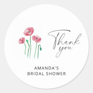 Elegant floral bridal shower classic round sticker