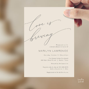 Elegant Floral Bridal Shower Cream Grey Brewery Invitation
