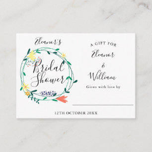 Elegant Floral Bridal Shower Display Card and Tag