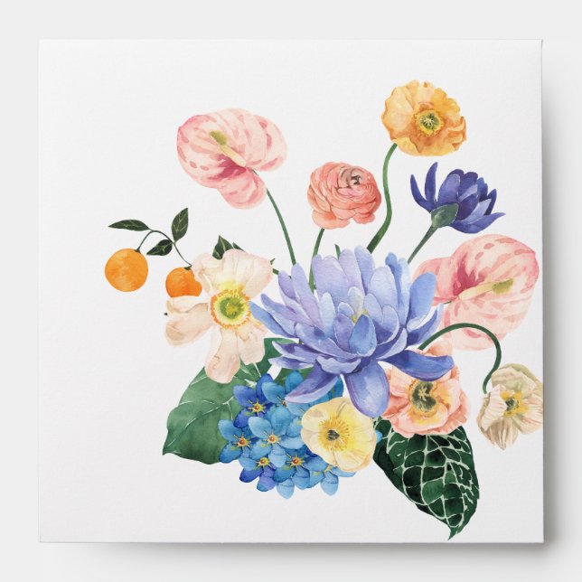 Elegant  Floral Bridal Shower Envelope (Front)