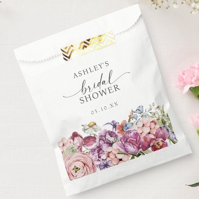 Elegant Floral Bridal Shower Favour Bags (Elegant Floral Jewel Tone Bridal Shower Favor Bag by Painted Paperie
)