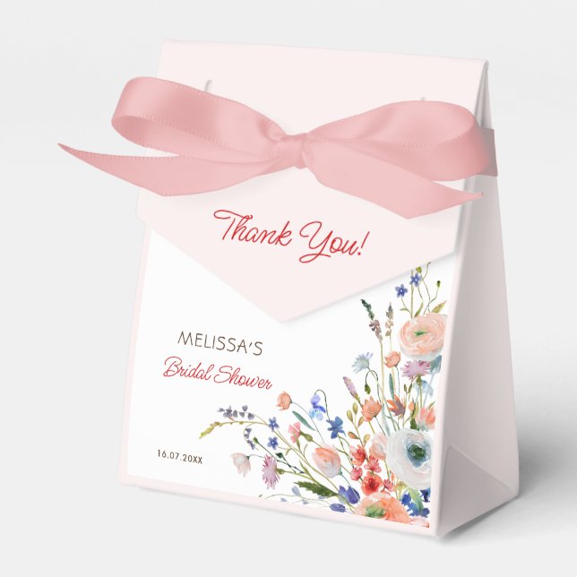 Elegant Floral Bridal Shower Favour Box (Front Side)