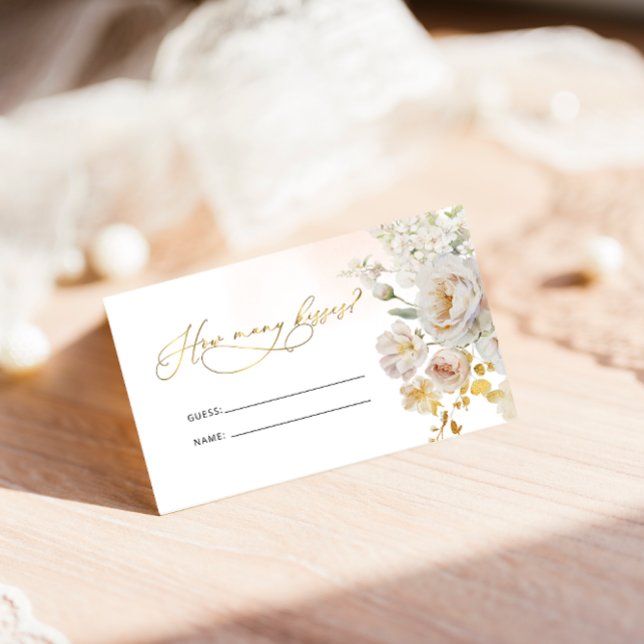 Elegant Floral Bridal Shower How Many Kisses Game  Enclosure Card (Creator Uploaded)