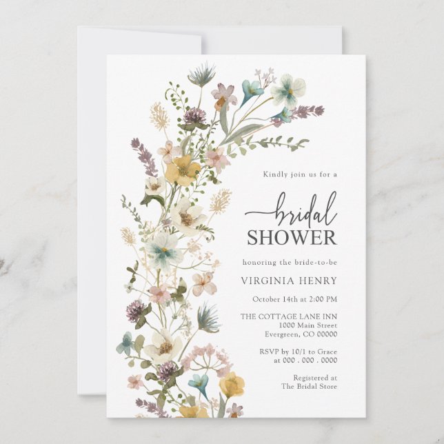 Elegant Floral Bridal Shower Invitation (Front)