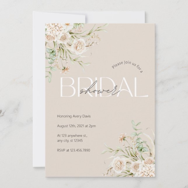Elegant Floral Bridal Shower Invitation (Front)