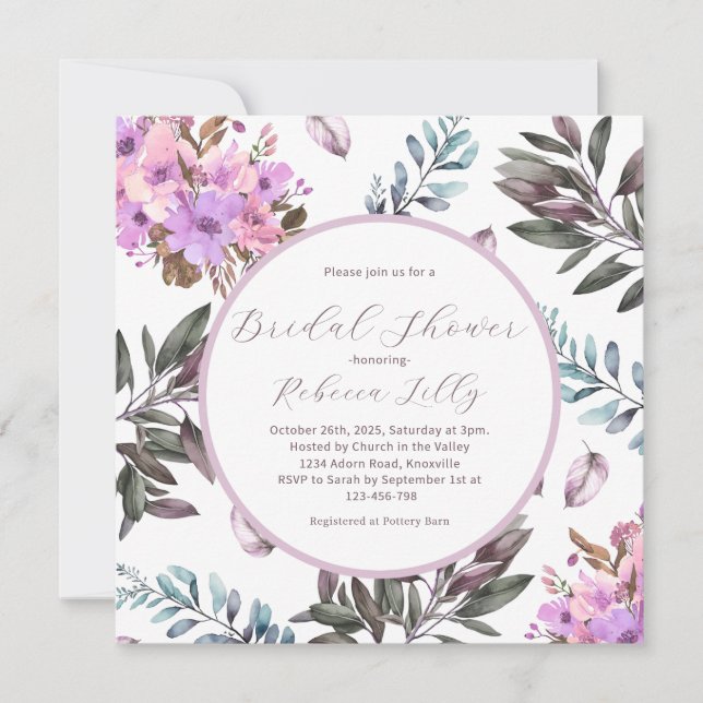 Elegant Floral Bridal Shower  Invitation (Front)