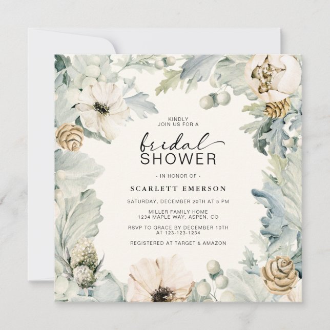 Elegant Floral Bridal Shower Invitation (Front)