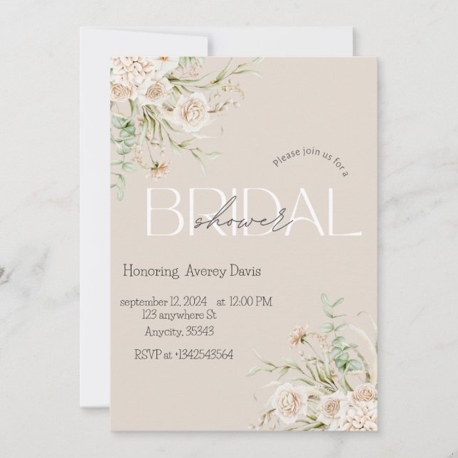Elegant Floral Bridal Shower Invitation (Front)