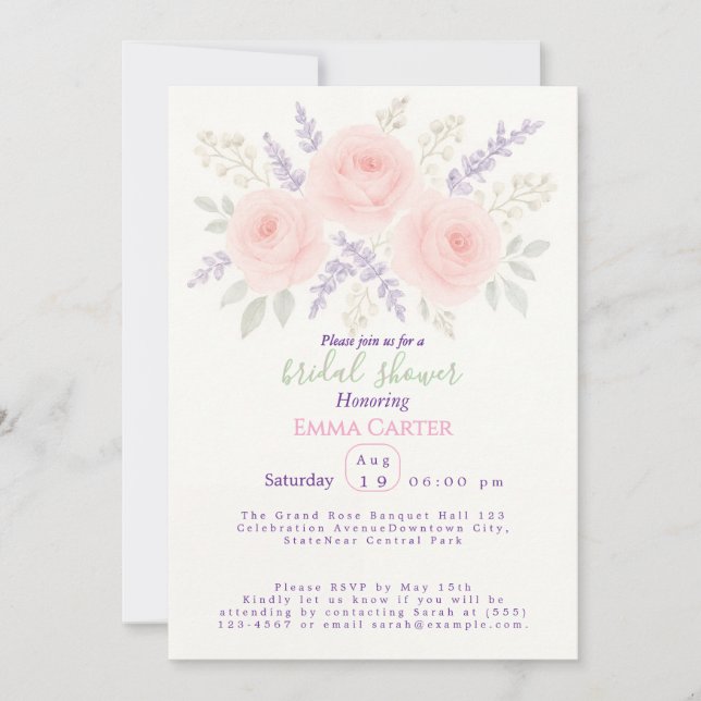 Elegant Floral Bridal Shower Invitation (Front)