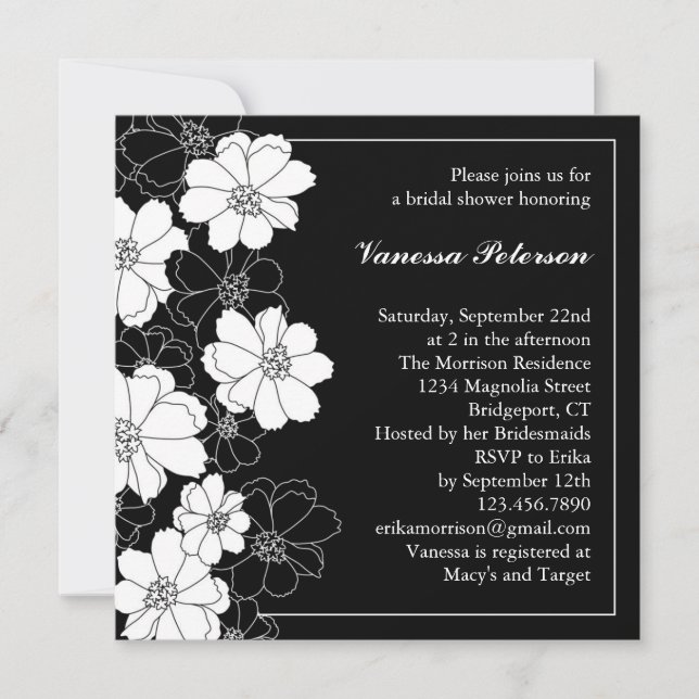 Elegant Floral Bridal Shower Invitation (Front)