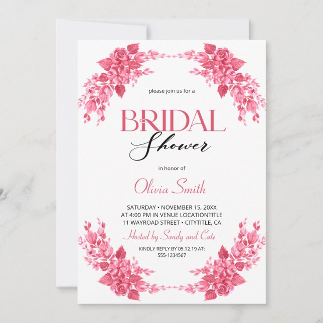 Elegant floral Bridal shower Invitation (Front)