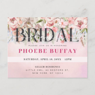 Elegant Floral Bridal Shower Invitation Postcard