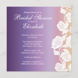 Elegant Floral Bridal Shower Invitation Purple
