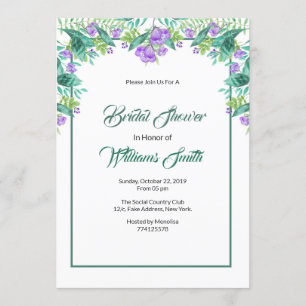 Elegant Floral Bridal Shower Invitaton Card