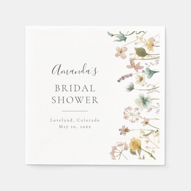 Elegant Floral Bridal Shower Napkin (Front)