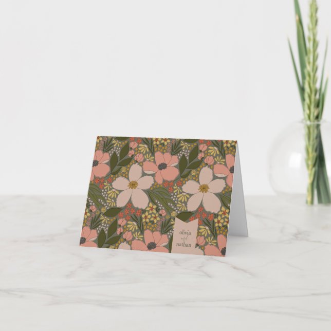 Elegant Floral Bridal Shower Personalised  Thank You Card (Front)