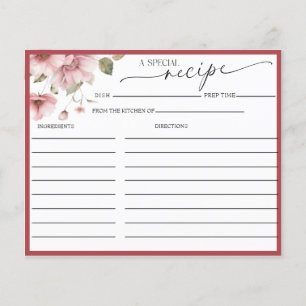Elegant Floral Bridal Shower   Recipe Cards
