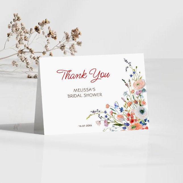 Elegant Floral Bridal Shower Thank You Card (Creator Uploaded)