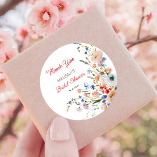 Elegant Floral Bridal Shower Thank You Classic Round Sticker